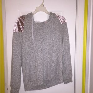 Grey and pink velour sweatsuit